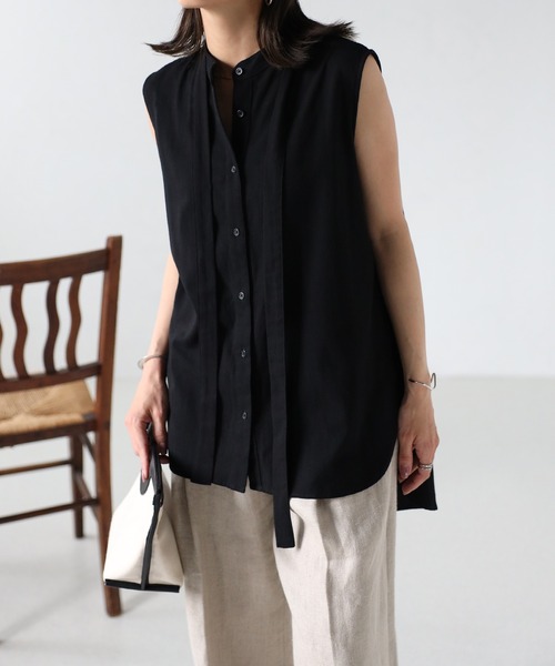 EASEBLUE（イーズブルー）の「ノースリブラウス【ボウタイ付き】（シャツ/ブラウス・レディース・ブラック/オフホワイト/カーキ・FREE）」の12枚目の写真