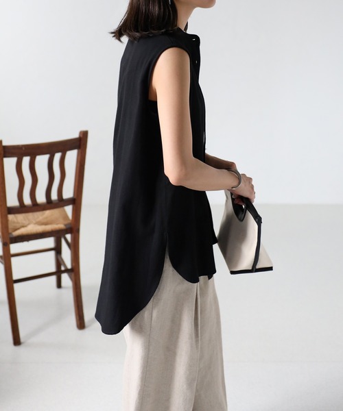 EASEBLUE（イーズブルー）の「ノースリブラウス【ボウタイ付き】（シャツ/ブラウス・レディース・ブラック/オフホワイト/カーキ・FREE）」の13枚目の写真