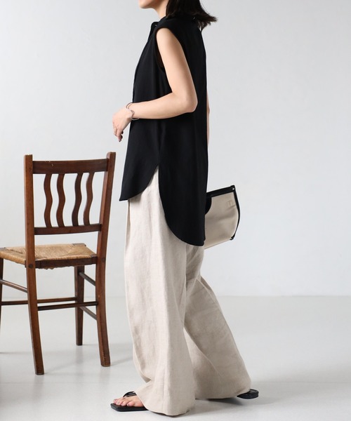 EASEBLUE（イーズブルー）の「ノースリブラウス【ボウタイ付き】（シャツ/ブラウス・レディース・ブラック/オフホワイト/カーキ・FREE）」の18枚目の写真