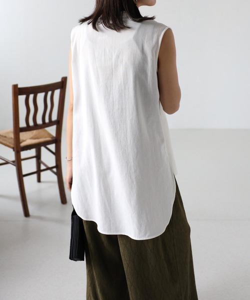 EASEBLUE（イーズブルー）の「ノースリブラウス【ボウタイ付き】（シャツ/ブラウス・レディース・ブラック/オフホワイト/カーキ・FREE）」の7枚目の写真