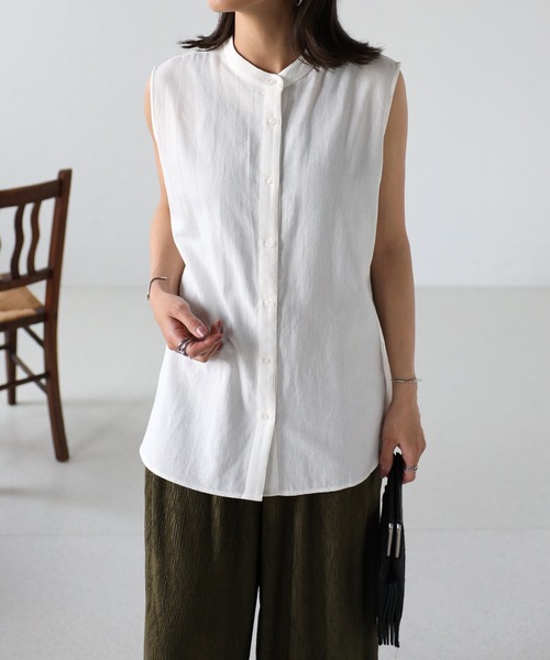 EASEBLUE（イーズブルー）の「ノースリブラウス【ボウタイ付き】（シャツ/ブラウス・レディース・ブラック/オフホワイト/カーキ・FREE）」の8枚目の写真