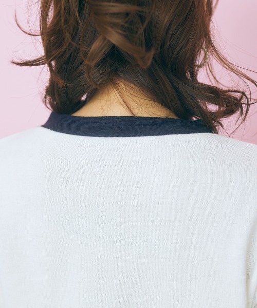 marun（マルン）の「＜大きいサイズ＞ 配色プチリボンニット marun（ニット/セーター・レディース・ネイビー系/ホワイト系・4L/5L/L/3L/LL）」の13枚目の写真