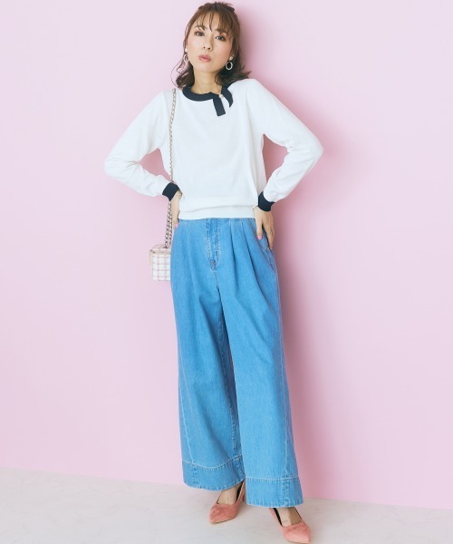 marun（マルン）の「＜大きいサイズ＞ 配色プチリボンニット marun（ニット/セーター・レディース・ネイビー系/ホワイト系・4L/5L/L/3L/LL）」の22枚目の写真