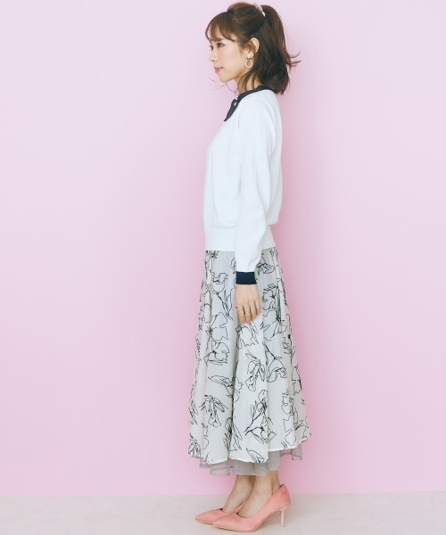 marun（マルン）の「＜大きいサイズ＞ 配色プチリボンニット marun（ニット/セーター・レディース・ネイビー系/ホワイト系・4L/5L/L/3L/LL）」の14枚目の写真