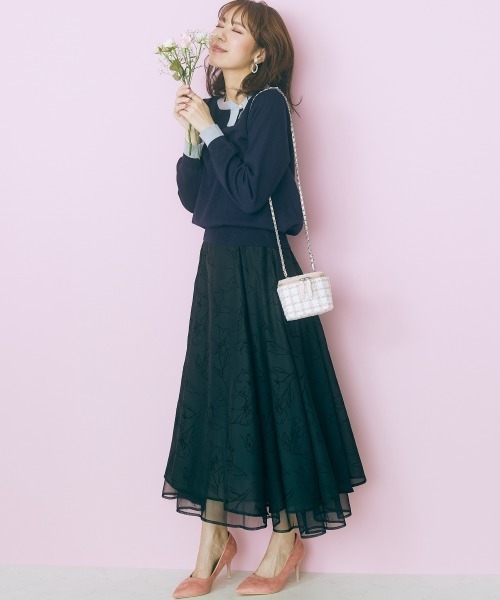 marun（マルン）の「＜大きいサイズ＞ 配色プチリボンニット marun（ニット/セーター・レディース・ネイビー系/ホワイト系・4L/5L/L/3L/LL）」の11枚目の写真