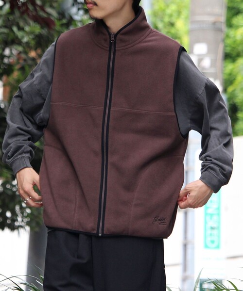 GLOSTER(グロスター)の「【GLOSTER/グロスター】フリース配色ベスト ジップアップ(ベスト・メンズ・ブラウン/ブラック/グレイッシュベージュ・S/M/L)」の7枚目の写真