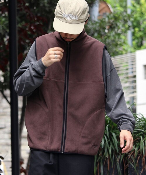 GLOSTER(グロスター)の「【GLOSTER/グロスター】フリース配色ベスト ジップアップ(ベスト・メンズ・ブラウン/ブラック/グレイッシュベージュ・S/M/L)」の6枚目の写真