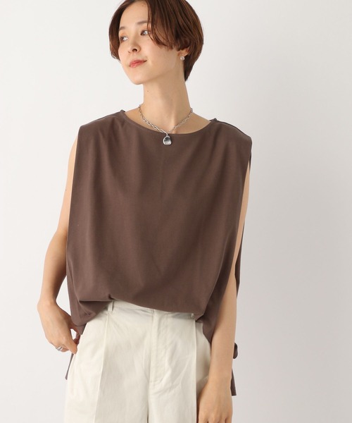 LEPSIM(レプシィム)の「ショルダータックノースリ2 964229(Tシャツ/カットソー・レディース・ブラック/ブラウン/ブラック×ホワイト/オフホワイト・FREE)」の4枚目の写真