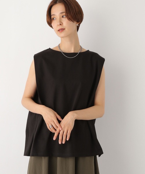 LEPSIM(レプシィム)の「ショルダータックノースリ2 964229(Tシャツ/カットソー・レディース・ブラック/ブラウン/ブラック×ホワイト/オフホワイト・FREE)」の3枚目の写真