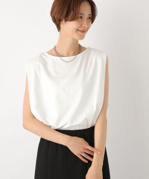 LEPSIM(レプシィム)の「ショルダータックノースリ2 964229(Tシャツ/カットソー・レディース・ブラック/ブラウン/ブラック×ホワイト/オフホワイト・FREE)」の22枚目の写真