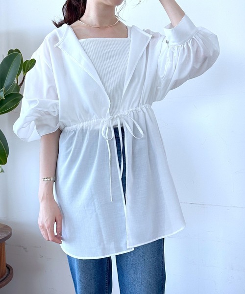 LEPSIM（レプシィム）の「2P2WAYデザイン5分袖ブラウス　963311（シャツ/ブラウス・レディース・グリーン/キャメル/ブラック/オフホワイト・FREE）」の2枚目の写真