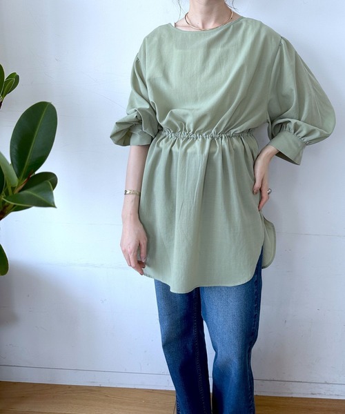 LEPSIM（レプシィム）の「2P2WAYデザイン5分袖ブラウス　963311（シャツ/ブラウス・レディース・グリーン/キャメル/ブラック/オフホワイト・FREE）」の3枚目の写真