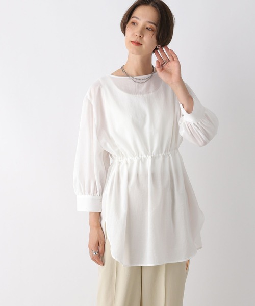 LEPSIM（レプシィム）の「2P2WAYデザイン5分袖ブラウス　963311（シャツ/ブラウス・レディース・グリーン/キャメル/ブラック/オフホワイト・FREE）」の5枚目の写真