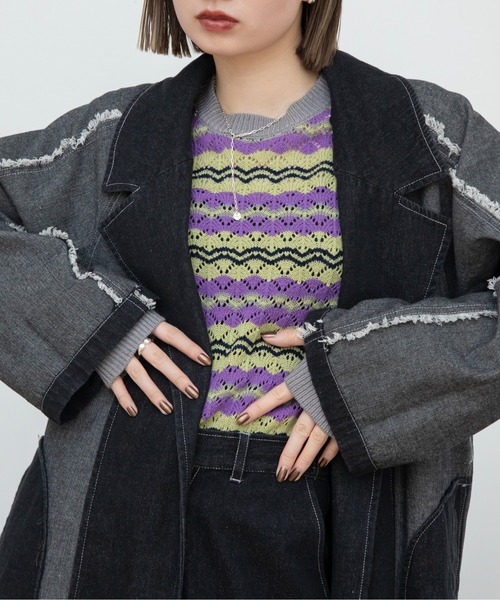 VACANCY（ヴァカンシー）の「マルチウェーブボーダーニット（ニット/セーター・レディース・グレー/ブルー・FREE）」の14枚目の写真