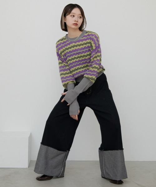 VACANCY（ヴァカンシー）の「マルチウェーブボーダーニット（ニット/セーター・レディース・グレー/ブルー・FREE）」の12枚目の写真