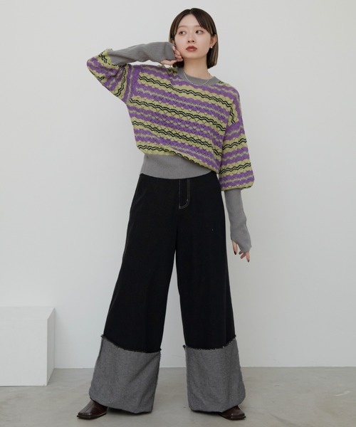 VACANCY（ヴァカンシー）の「マルチウェーブボーダーニット（ニット/セーター・レディース・グレー/ブルー・FREE）」の10枚目の写真