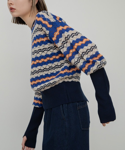 VACANCY（ヴァカンシー）の「マルチウェーブボーダーニット（ニット/セーター・レディース・グレー/ブルー・FREE）」の20枚目の写真