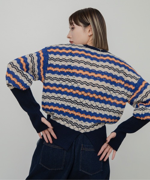 VACANCY（ヴァカンシー）の「マルチウェーブボーダーニット（ニット/セーター・レディース・グレー/ブルー・FREE）」の22枚目の写真