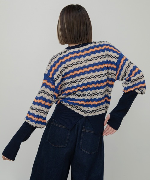 VACANCY（ヴァカンシー）の「マルチウェーブボーダーニット（ニット/セーター・レディース・グレー/ブルー・FREE）」の21枚目の写真