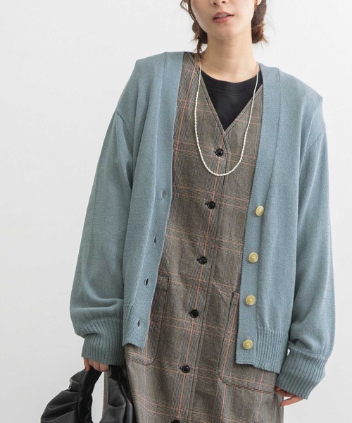 POU DOU DOU（プードゥドゥ）の「マシーンウォッシャブルVネックカーディガン（カーディガン/ボレロ・レディース・ブルー/イエロー/ブラック・3）」の2枚目の写真