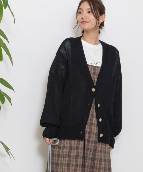 POU DOU DOU（プードゥドゥ）の「マシーンウォッシャブルVネックカーディガン（カーディガン/ボレロ・レディース・ブルー/イエロー/ブラック・3）」の4枚目の写真