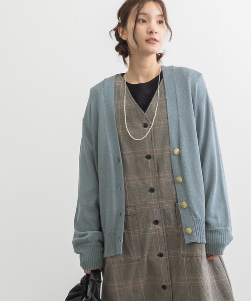 POU DOU DOU（プードゥドゥ）の「マシーンウォッシャブルVネックカーディガン（カーディガン/ボレロ・レディース・ブルー/イエロー/ブラック・3）」の11枚目の写真