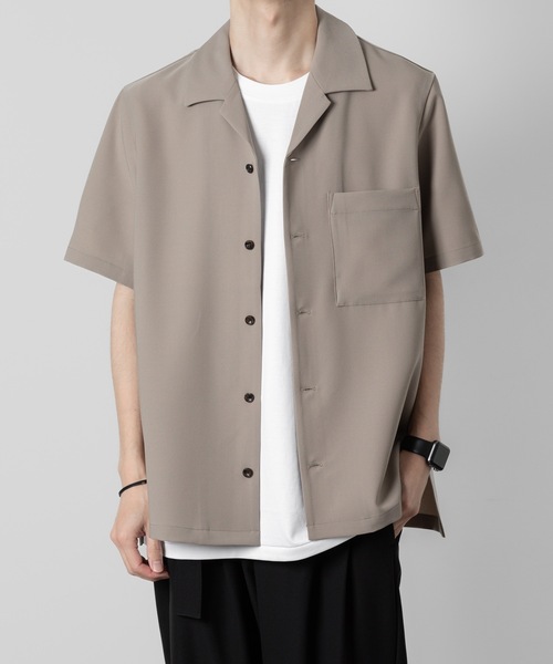 ATTACHMENT(アタッチメント)の「PE コンパクトツイル スリムフィット オープンカラーS/Sシャツ / PE COMPACT TWILL SLIM FIT OPEN COLLAR S/S SHIRT(シャツ/ブラウス・メンズ・ブラック/ベージュ/グレー/ホワイト・1/2/3)」の4枚目の写真