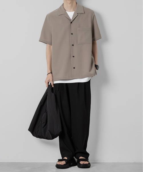 ATTACHMENT(アタッチメント)の「PE コンパクトツイル スリムフィット オープンカラーS/Sシャツ / PE COMPACT TWILL SLIM FIT OPEN COLLAR S/S SHIRT(シャツ/ブラウス・メンズ・ブラック/ベージュ/グレー/ホワイト・1/2/3)」の9枚目の写真