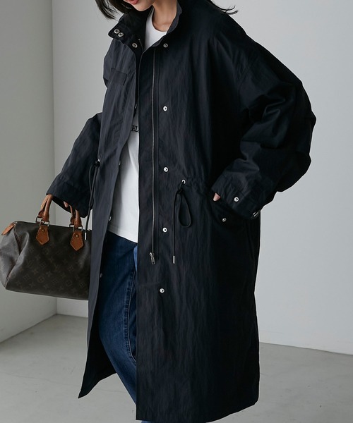 Anss.me（アンスミー）の「【Anss.me】M-65オーバーサイズスタンドネックロングモッズコート（モッズコート・レディース・ブラック/カーキ/アイボリー/チャコールグレー・FREE）」の20枚目の写真