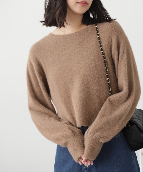 FREE'S MART（フリーズマート）の「◆ソフトフェザーニット（ニット/セーター・レディース・オフホワイト/ベージュ/ライトグリーン/ピンク・FREE）」の3枚目の写真