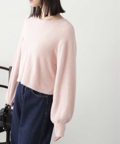 FREE'S MART（フリーズマート）の「◆ソフトフェザーニット（ニット/セーター・レディース・オフホワイト/ベージュ/ライトグリーン/ピンク・FREE）」の18枚目の写真