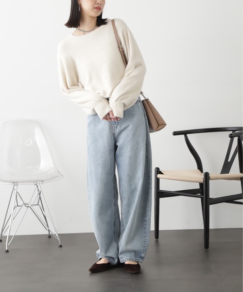 FREE'S MART（フリーズマート）の「◆ソフトフェザーニット（ニット/セーター・レディース・オフホワイト/ベージュ/ライトグリーン/ピンク・FREE）」の9枚目の写真