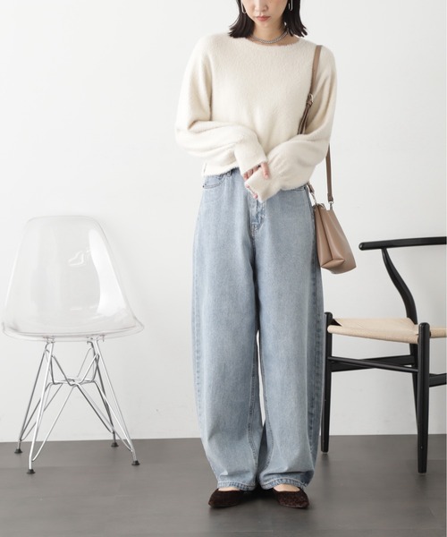 FREE'S MART（フリーズマート）の「◆ソフトフェザーニット（ニット/セーター・レディース・オフホワイト/ベージュ/ライトグリーン/ピンク・FREE）」の7枚目の写真