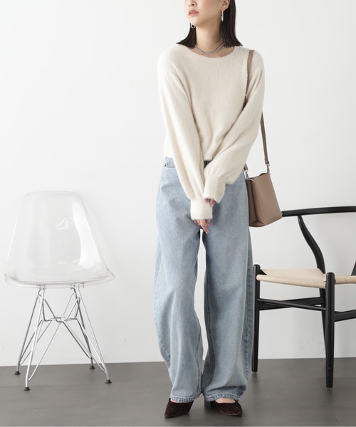 FREE'S MART（フリーズマート）の「◆ソフトフェザーニット（ニット/セーター・レディース・オフホワイト/ベージュ/ライトグリーン/ピンク・FREE）」の8枚目の写真