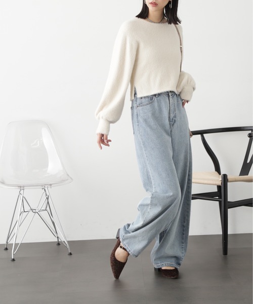 FREE'S MART（フリーズマート）の「◆ソフトフェザーニット（ニット/セーター・レディース・オフホワイト/ベージュ/ライトグリーン/ピンク・FREE）」の10枚目の写真