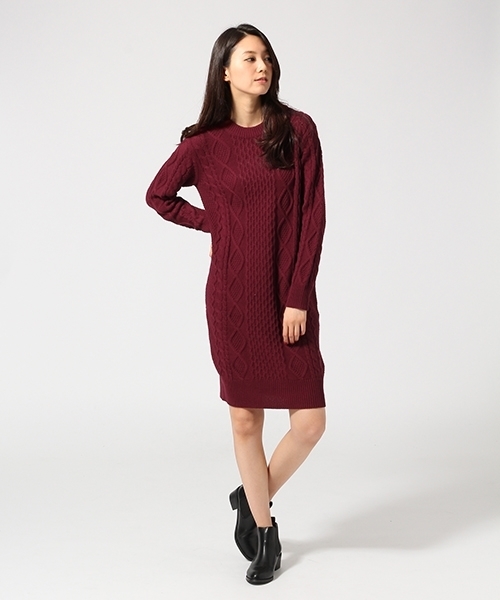 GLOBAL WORK（グローバルワーク）の「7ゲージコットンアクリルケーブルニットワンピース/567432（ワンピース・レディース・ホワイト/ボルドー/ネイビー/グレー/カーキ/グレー系その他・MEDIUM/LARGE）」の17枚目の写真