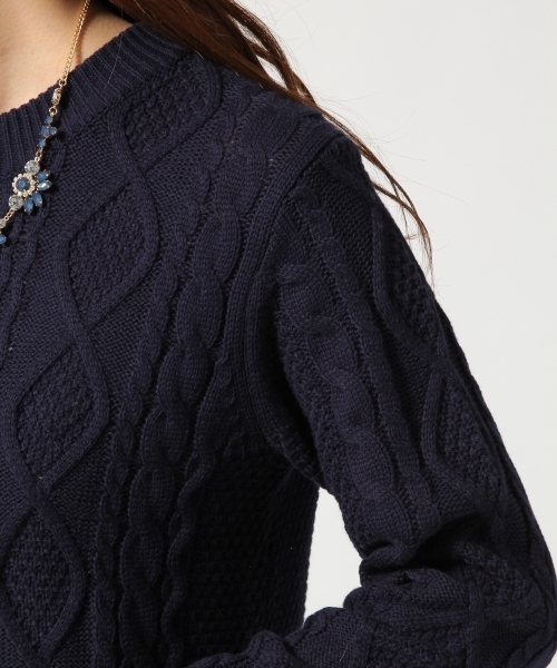 GLOBAL WORK（グローバルワーク）の「7ゲージコットンアクリルケーブルニットワンピース/567432（ワンピース・レディース・ホワイト/ボルドー/ネイビー/グレー/カーキ/グレー系その他・MEDIUM/LARGE）」の14枚目の写真