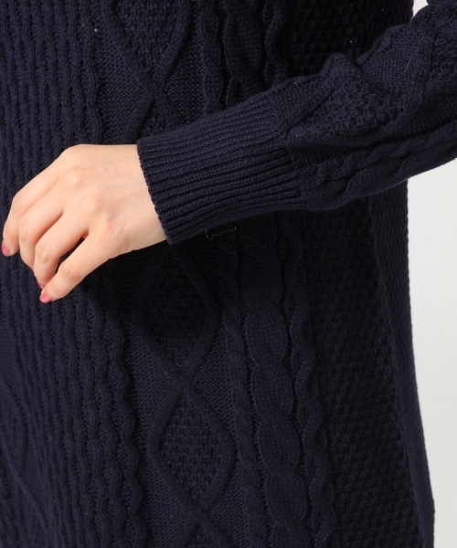GLOBAL WORK（グローバルワーク）の「7ゲージコットンアクリルケーブルニットワンピース/567432（ワンピース・レディース・ホワイト/ボルドー/ネイビー/グレー/カーキ/グレー系その他・MEDIUM/LARGE）」の7枚目の写真
