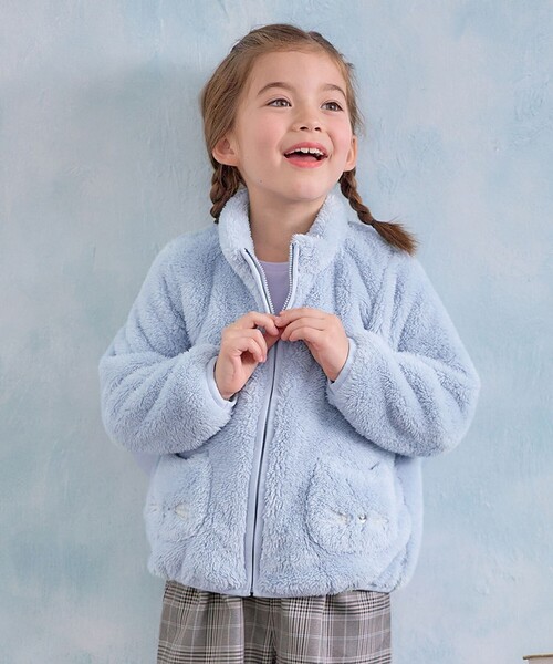 ANY（エニィ）の「ネコポケットボアブルゾン（ブルゾン・キッズ・サックスブルー系/ブラック系/ブラウン系1/ライラック系8/ピンク系/ライラック系/ローズ系・130/100/120/110）」の4枚目の写真