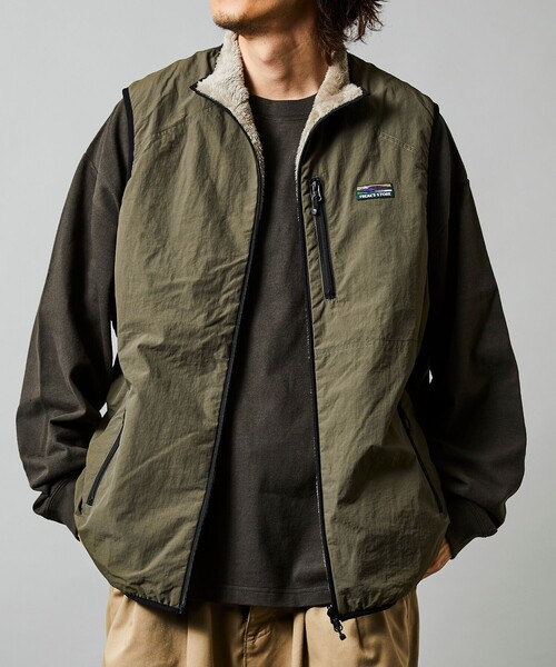 FREAK'S STORE（フリークスストア）の「限定展開 リラックスフィット ナイロン フリース リバーシブル ジップアップベスト（ブルゾン・メンズ・ブラック/ネイビー/オリーブ/キャメル・MEDIUM/LARGE/SMALL）」の18枚目の写真