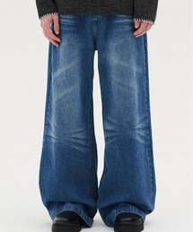 REON STUDIO | 韓国ブランド RE:ON STUDIO レオンスタジオ WASHED WIDE DENIM デニムパンツ ジーンズ ウォッシュドデニムパンツ ワイドデニムパンツ ワイドパンツ デニム 韓国ファッション 韓国ストリート(デニムパンツ)