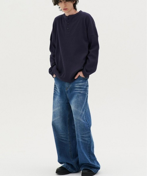 REON STUDIO（レオンスタジオ）の「【RE:ON STUDIO】WASHED WIDE DENIM（デニムパンツ・メンズ・ブルー/ブラック・M/L）」の22枚目の写真