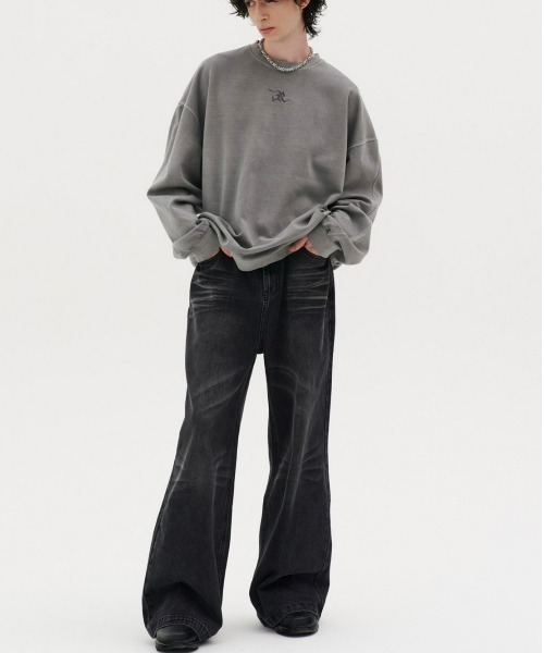 REON STUDIO（レオンスタジオ）の「【RE:ON STUDIO】WASHED WIDE DENIM（デニムパンツ・メンズ・ブルー/ブラック・M/L）」の4枚目の写真