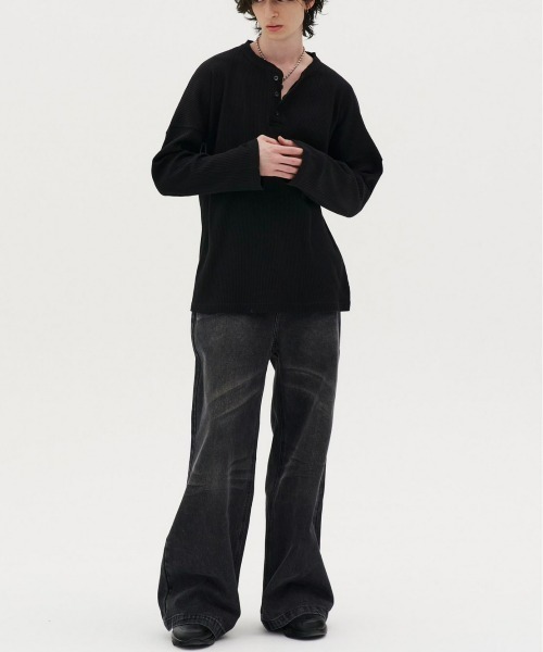 REON STUDIO（レオンスタジオ）の「【RE:ON STUDIO】WASHED WIDE DENIM（デニムパンツ・メンズ・ブルー/ブラック・M/L）」の6枚目の写真