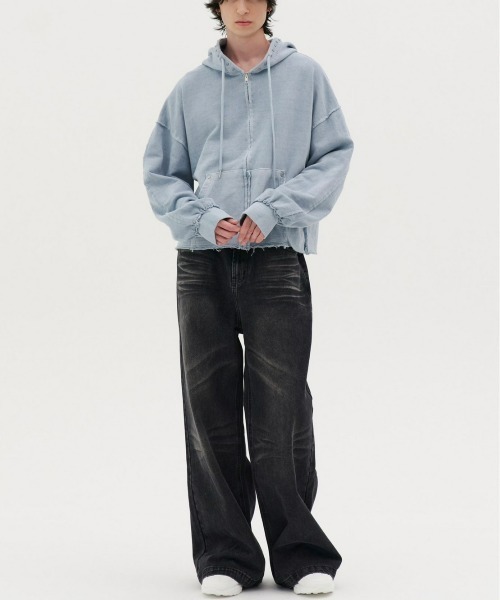 REON STUDIO（レオンスタジオ）の「【RE:ON STUDIO】WASHED WIDE DENIM（デニムパンツ・メンズ・ブルー/ブラック・M/L）」の5枚目の写真