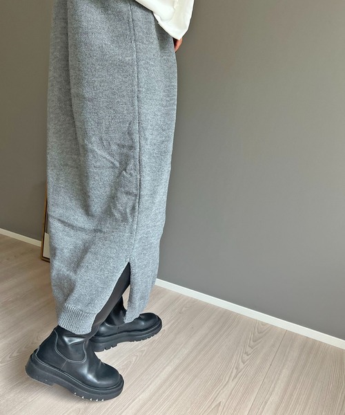 Jewelobe（ジュエローブ）の「Vネックロングニットベストワンピース（ベスト・レディース・杢グレー/ブラック・FREE）」の15枚目の写真