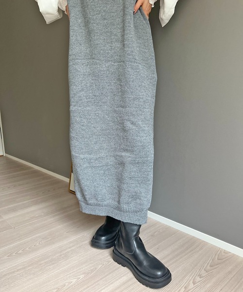 Jewelobe（ジュエローブ）の「Vネックロングニットベストワンピース（ベスト・レディース・杢グレー/ブラック・FREE）」の18枚目の写真