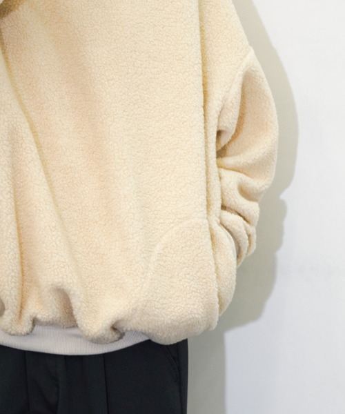 HARVESTY(ハーベスティ)の「HARVESTY/ハーベスティ BOA FLEECE EGG PULLOVER ボアフリース エッグプルオーバー(スウェット・レディース・ベージュ/チャコールグレー・2/1)」の19枚目の写真