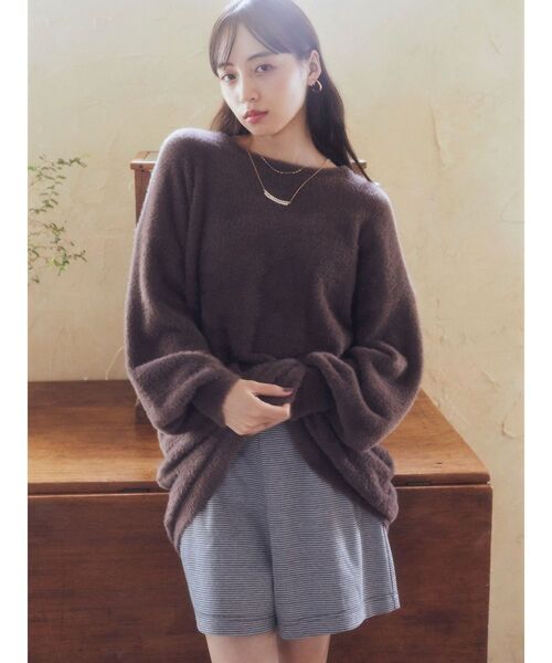 earth music&ecology(アースミュージックアンドエコロジー)の「ミニシャギーチュニック(チュニック・レディース・グレイッシュベージュ/ブラウン/ブルー・FREE)」の4枚目の写真