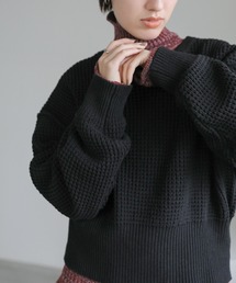 ワッフルコットンリンキングショートニット